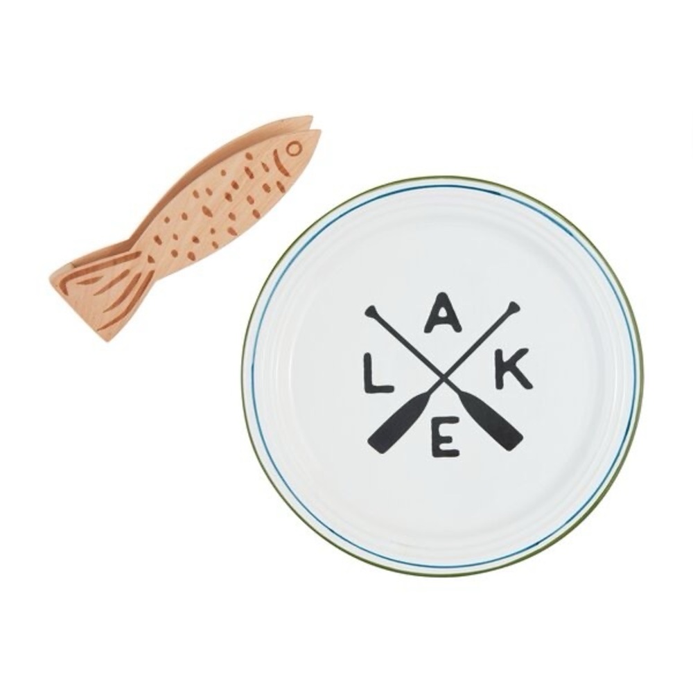 NWT Lake Platter and Tongs Set by Mud Pie